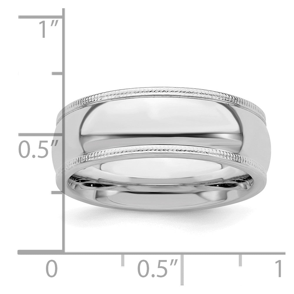 Sterling Silver Rhodium-plated 7mm Comfort Fit Milgrain Size 5 Band