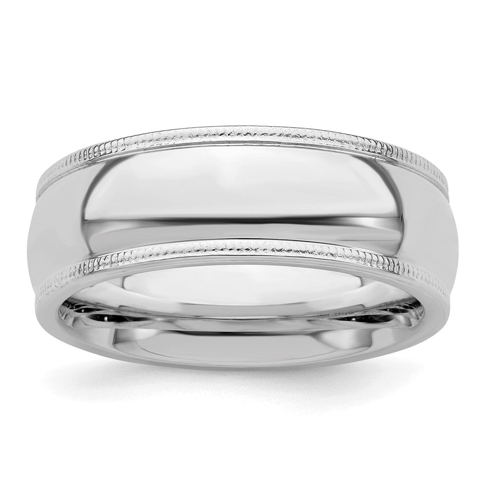 Sterling Silver Rhodium-plated 7mm Comfort Fit Milgrain Size 6 Band