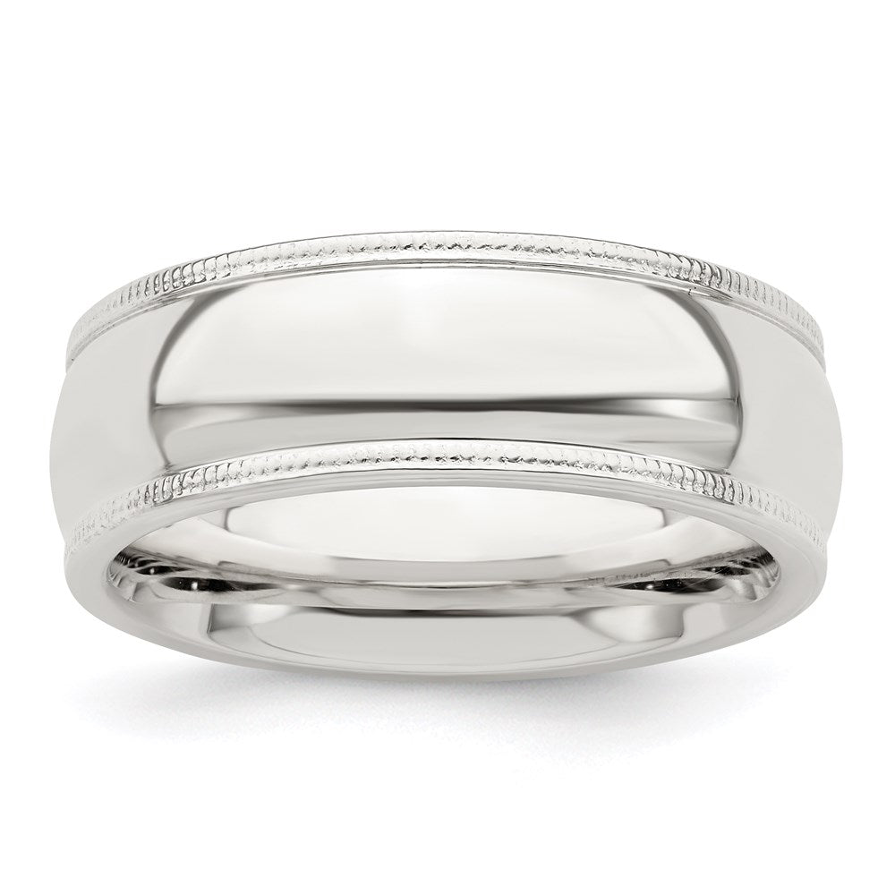 Solid;Casted;Polished;Engravable;Sterling silver;Comfort fit;Milgrain;Half Round