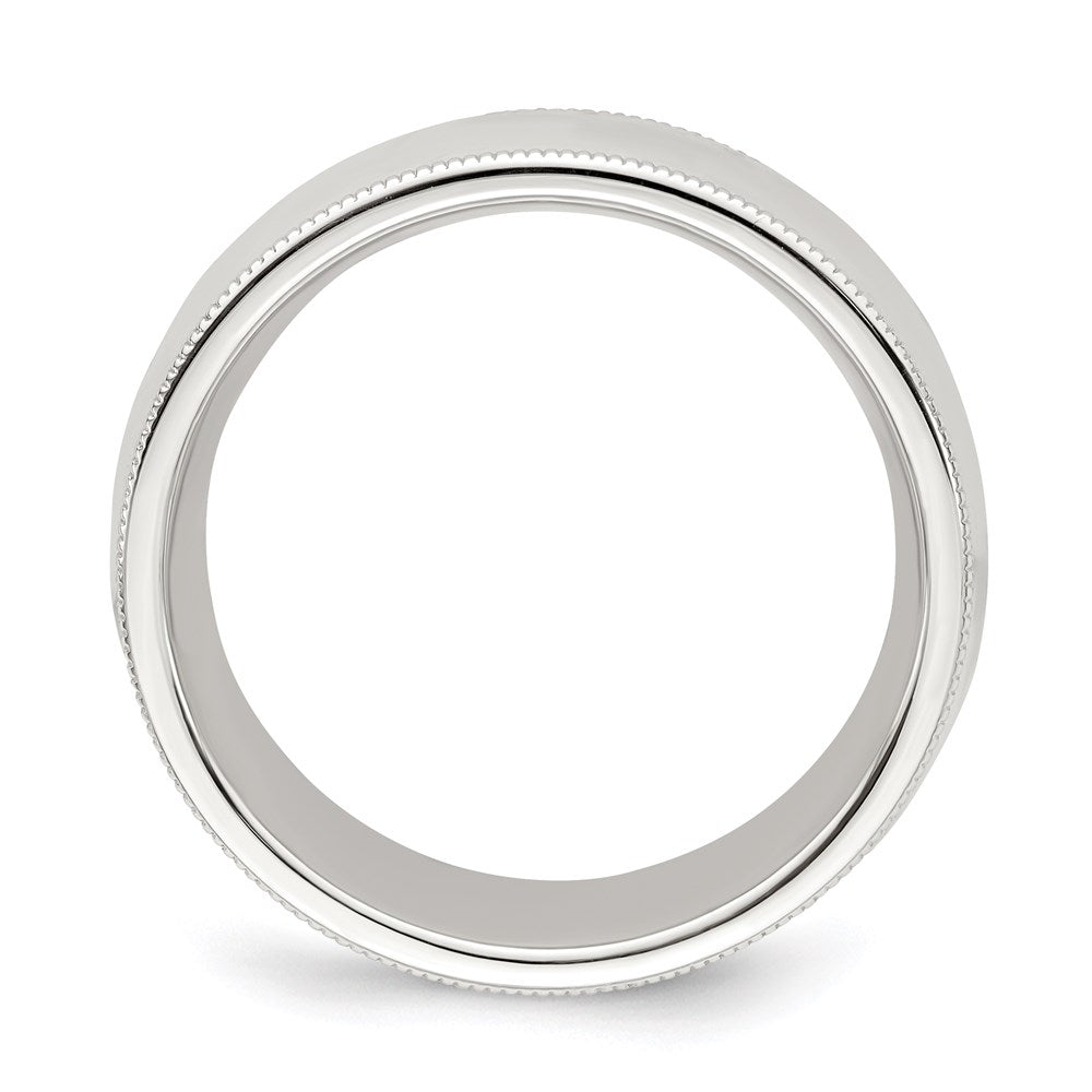 Sterling Silver 8mm Comfort Fit Half Round Milgrain Size 8.5 Band