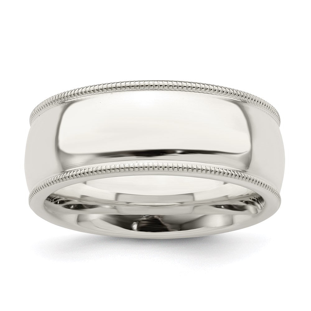 Solid;Casted;Polished;Engravable;Sterling silver;Comfort fit;Milgrain;Half Round