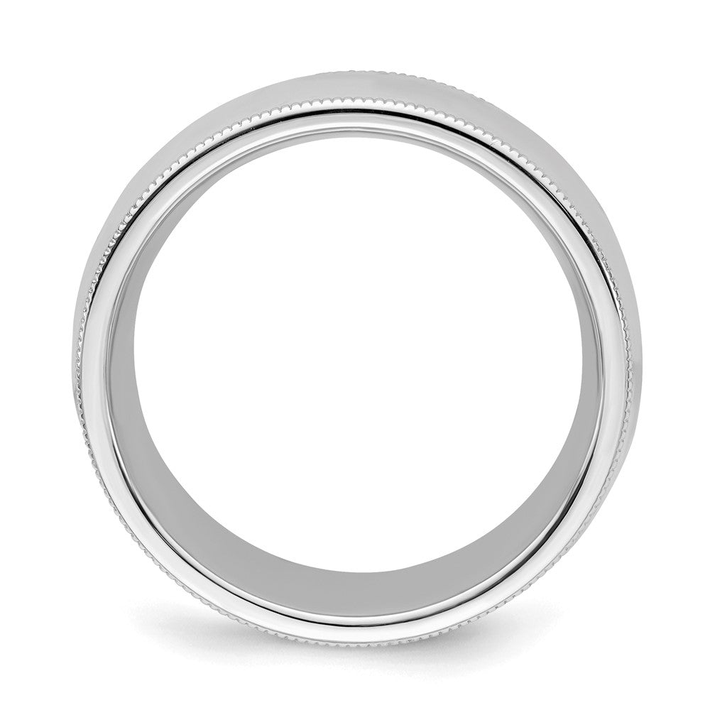 Sterling Silver Rhodium-plated 8mm Comfort Fit Milgrain Size 13 Band