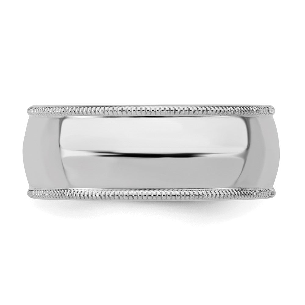 Sterling Silver Rhodium-plated 8mm Comfort Fit Milgrain Size 12 Band