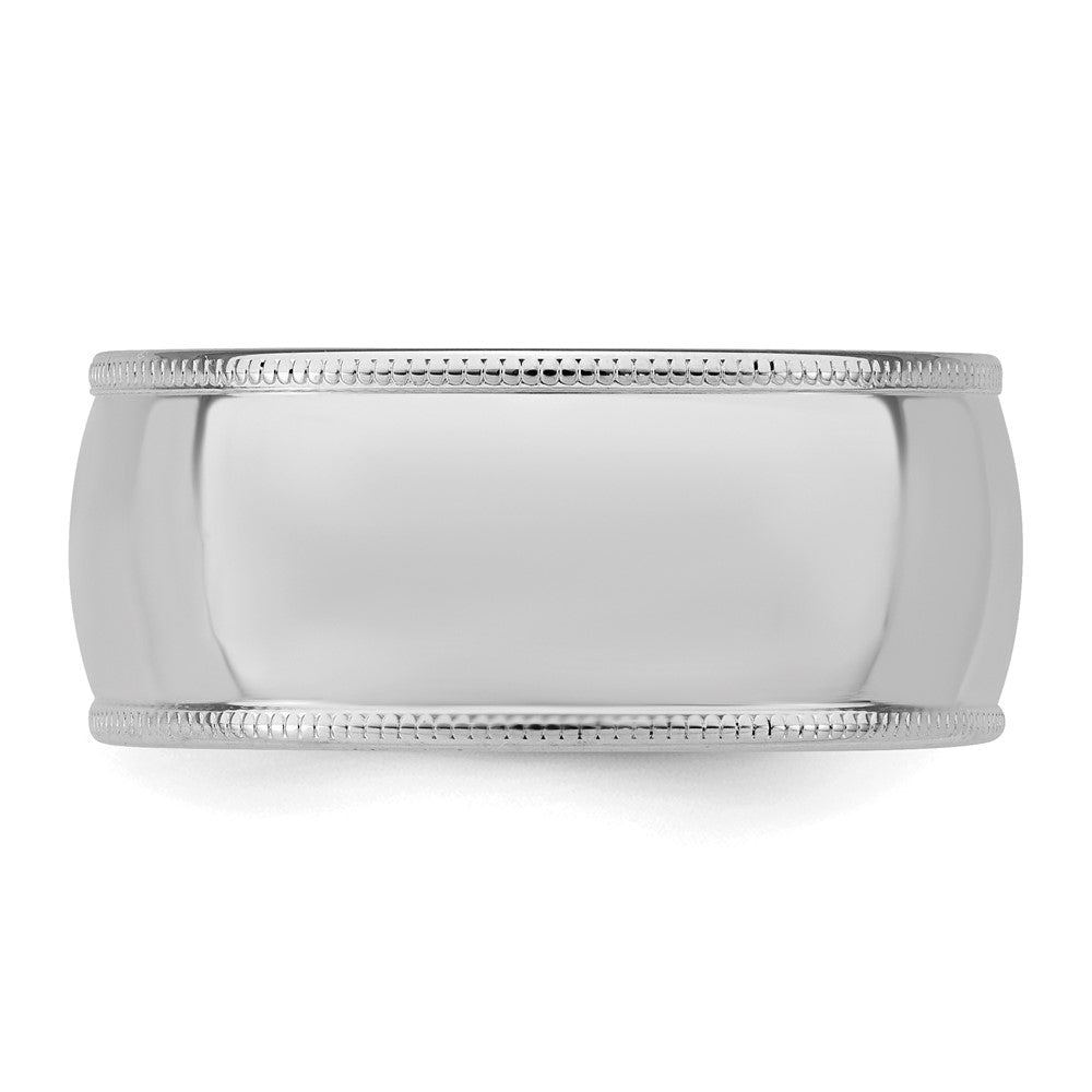 Sterling Silver Rhodium-plated 9mm Comfort Fit Milgrain Size 7 Band