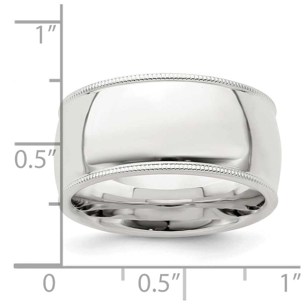 Sterling Silver 10mm Comfort Fit Half Round Milgrain Size 11 Band