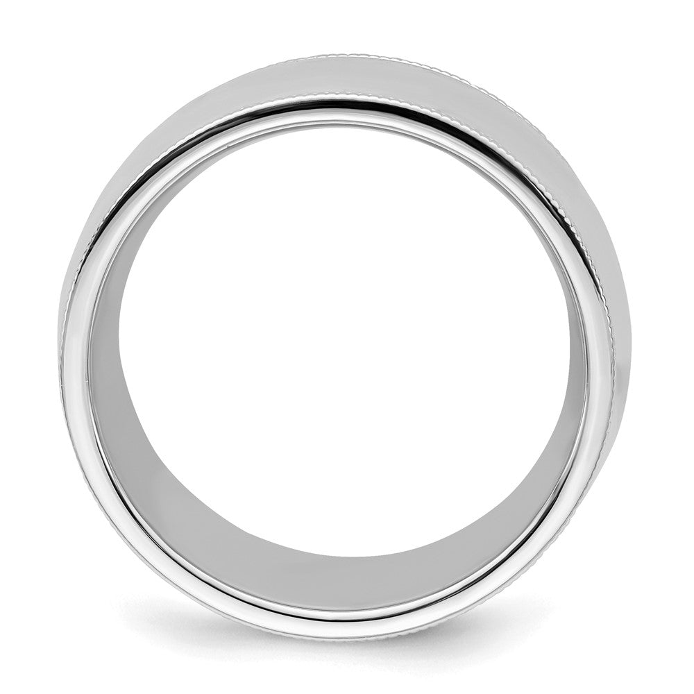 Sterling Silver Rhodium-plated 10mm Comfort Fit Milgrain Size 6 Band