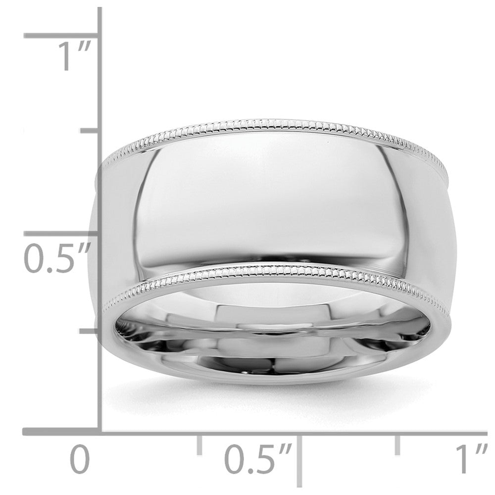 Sterling Silver Rhodium-plated 10mm Comfort Fit Milgrain Size 7 Band