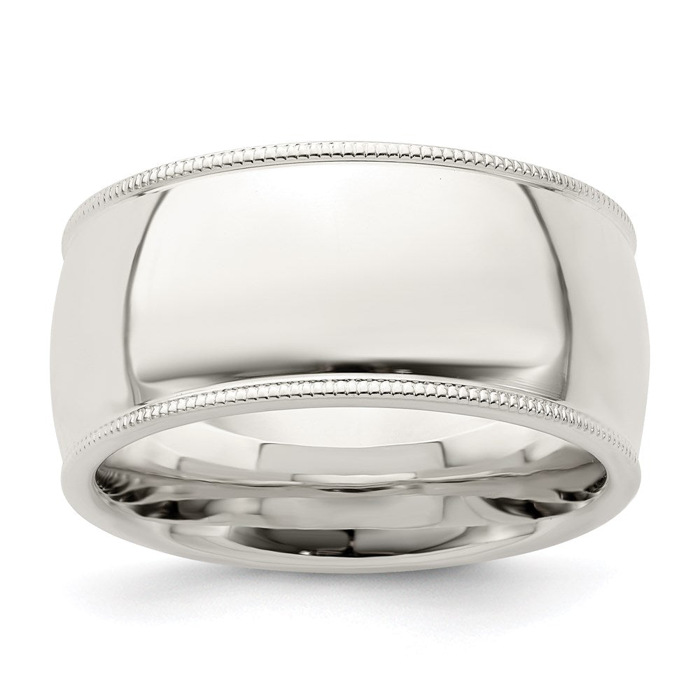 Solid;Casted;Polished;Engravable;Sterling silver;Comfort fit;Milgrain;Half Round