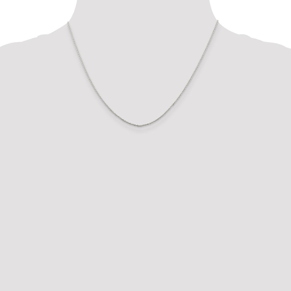 Sterling Silver Rhodium-plated 1mm Cable Chain w/2in ext.