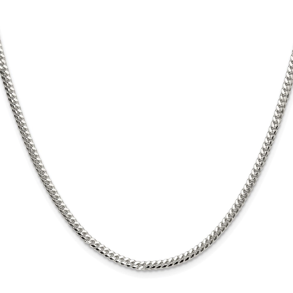 Sterling Silver Rhodium-plated Polished 2.9mm Domed Curb Chain