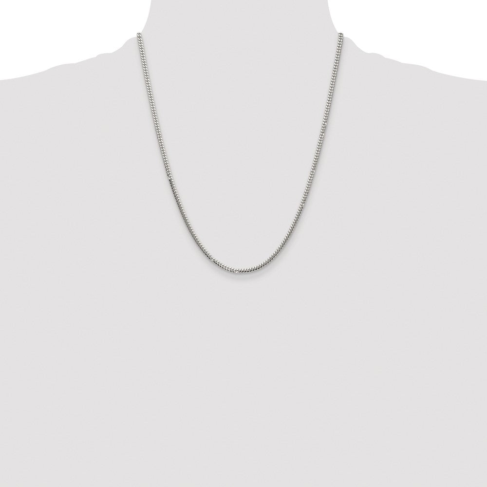 Sterling Silver Rhodium-plated Polished 2.9mm Domed Curb Chain