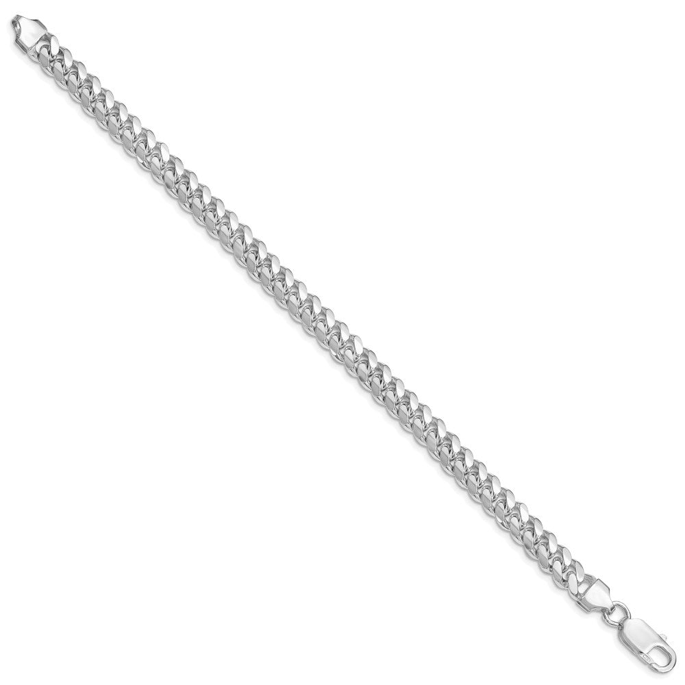 Sterling Silver Rhodium-plated 7.0mm Polished Domed Curb Chain