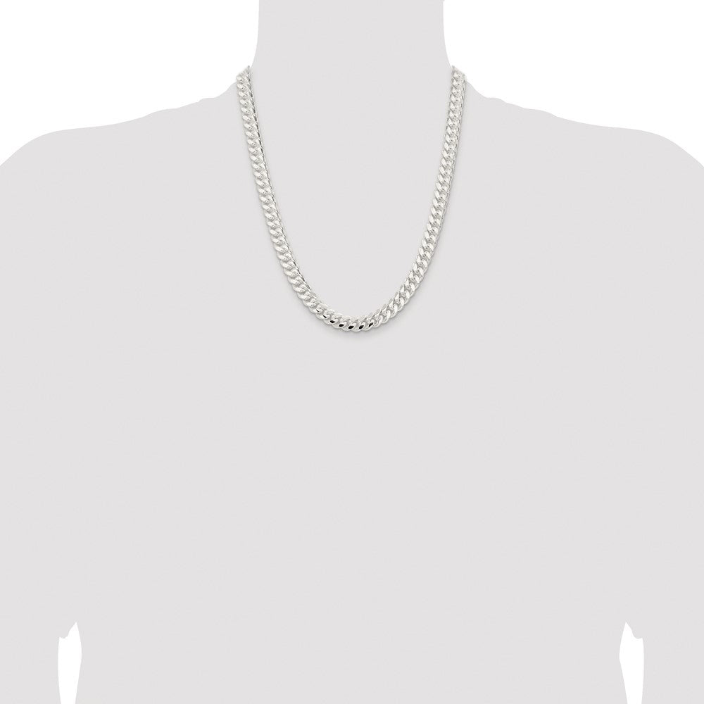 Sterling Silver Rhodium-plated 9mm Polished Domed Curb Chain