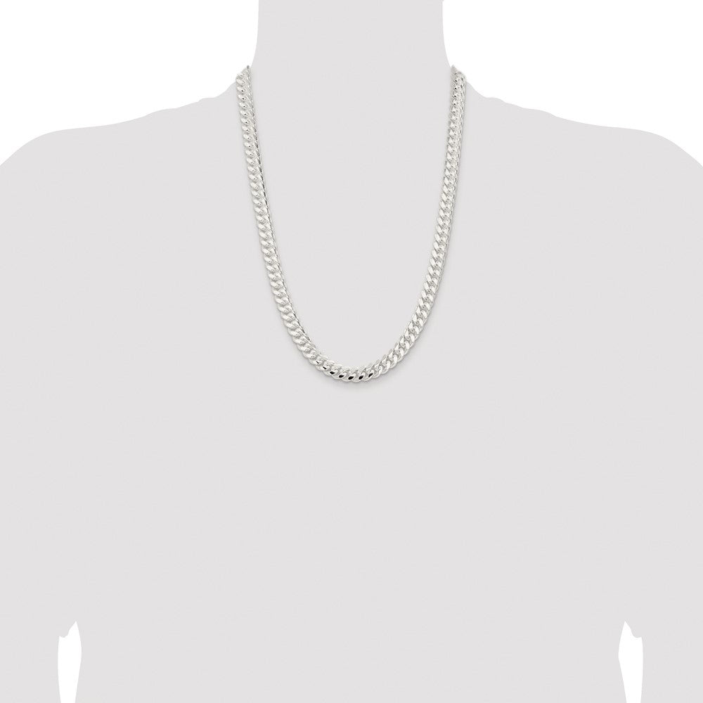 Sterling Silver Rhodium-plated 9mm Polished Domed Curb Chain