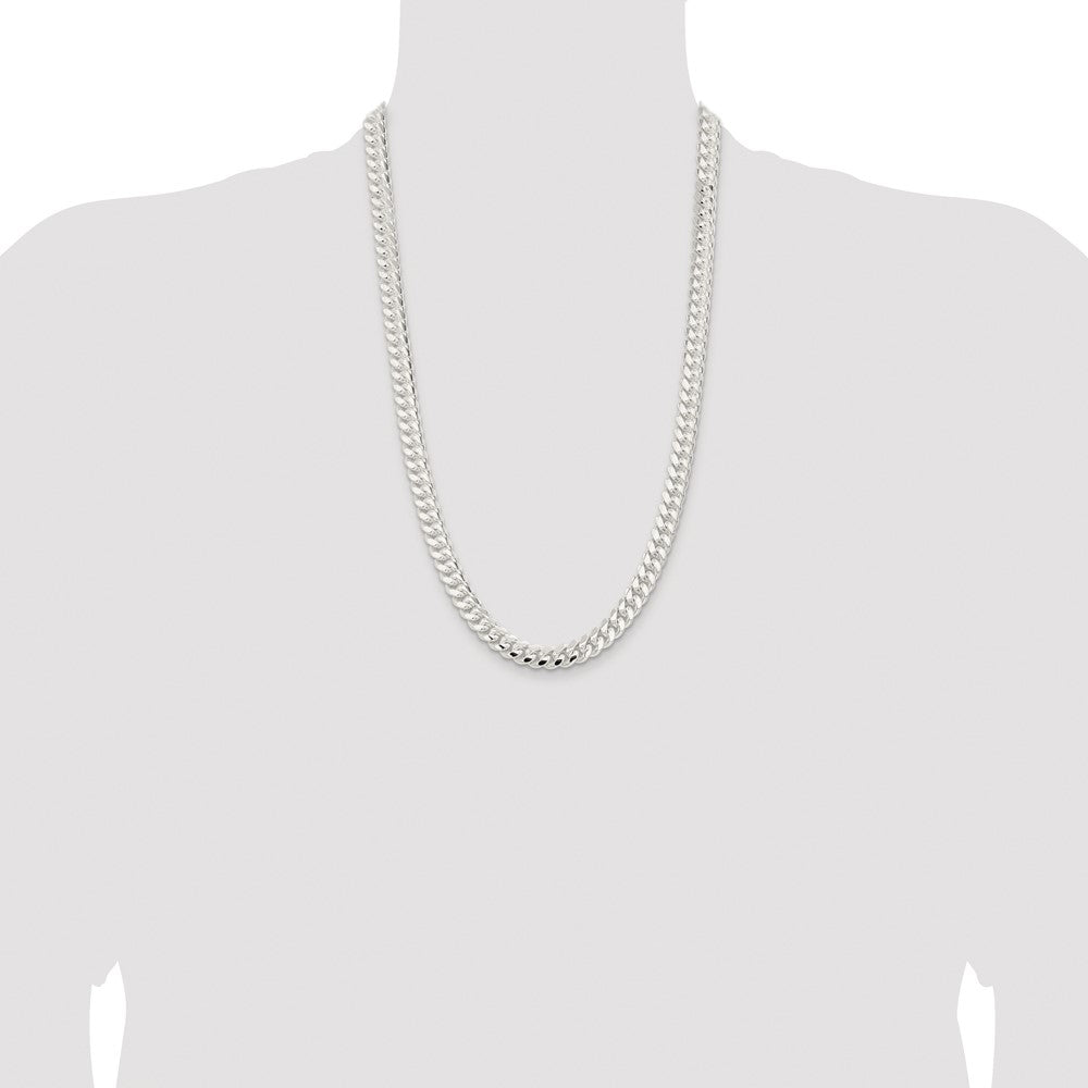 Sterling Silver Rhodium-plated 9mm Polished Domed Curb Chain