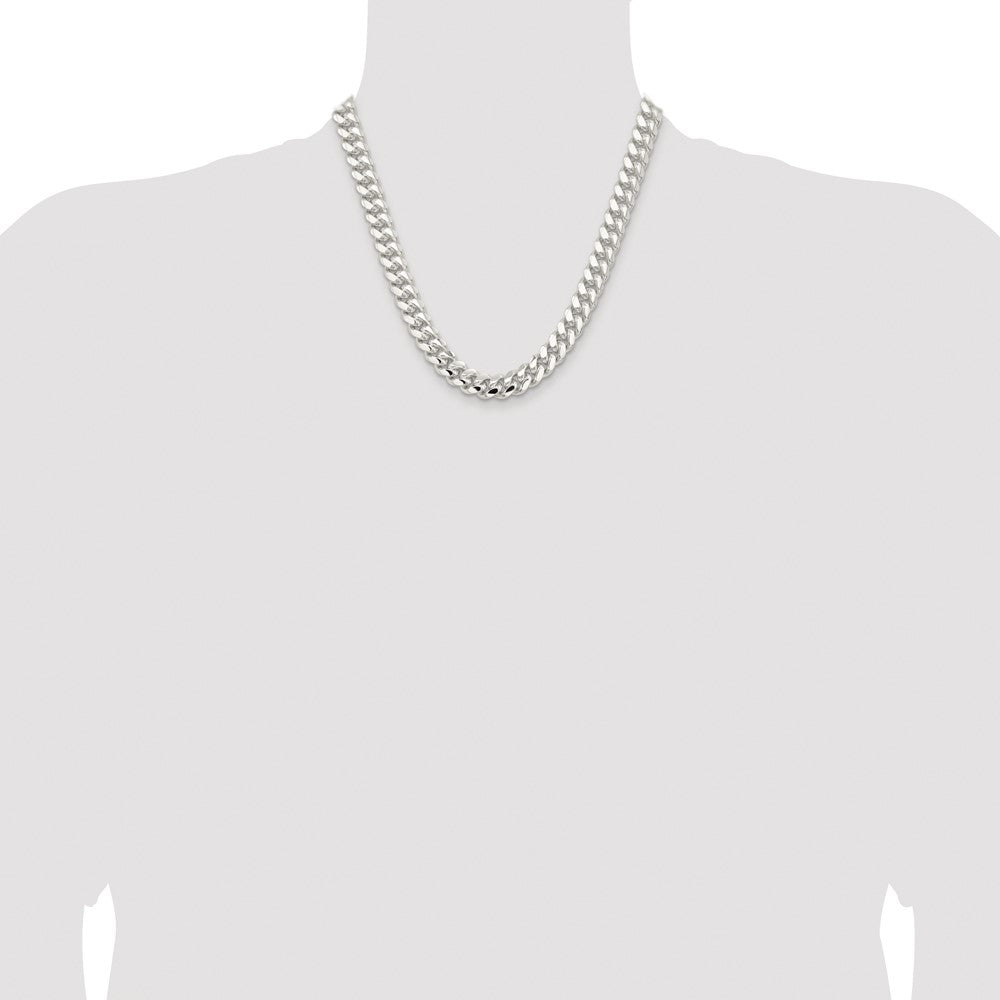 Sterling Silver Rhodium-plated 10.7mm Polished Domed Curb Chain