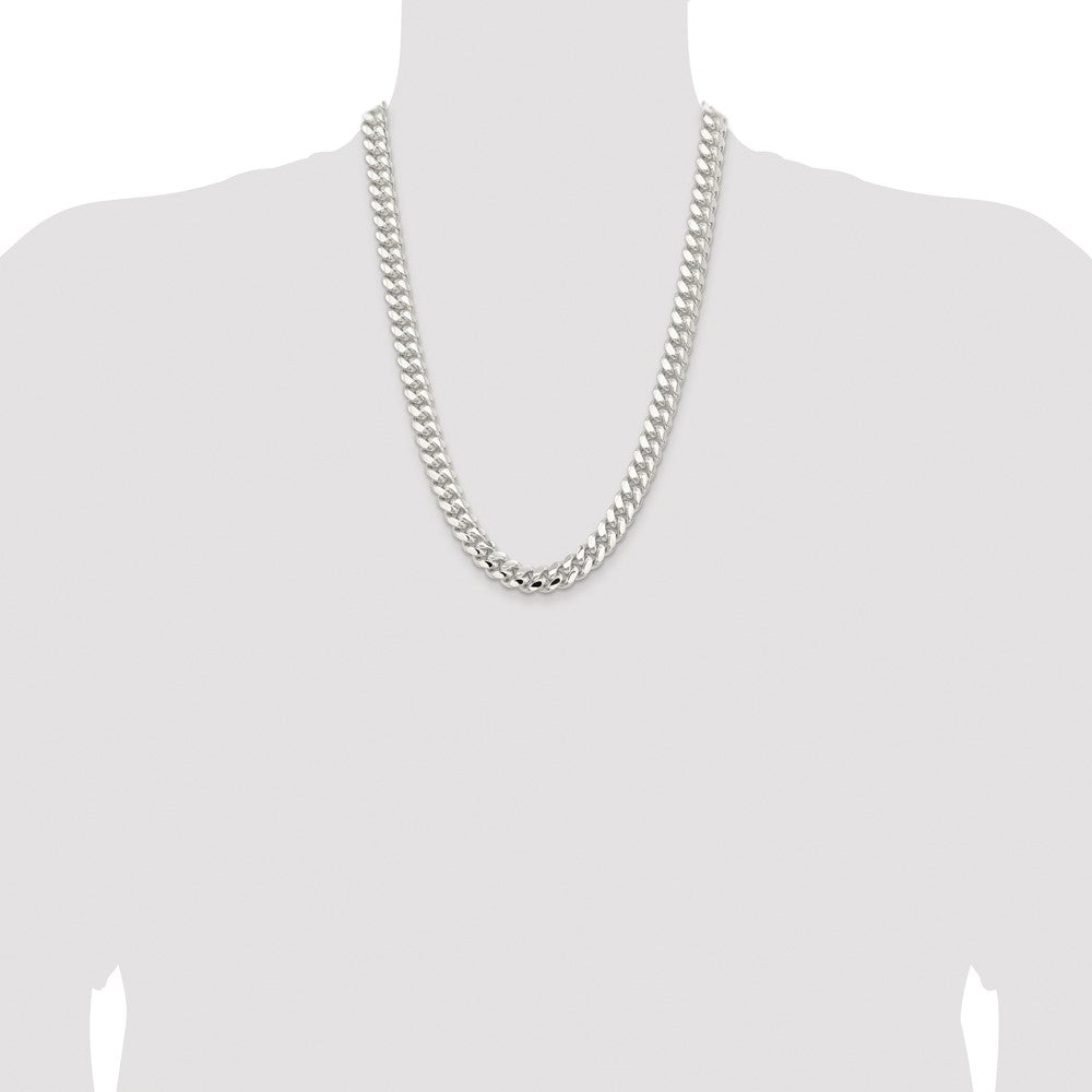 Sterling Silver Rhodium-plated 10.7mm Polished Domed Curb Chain