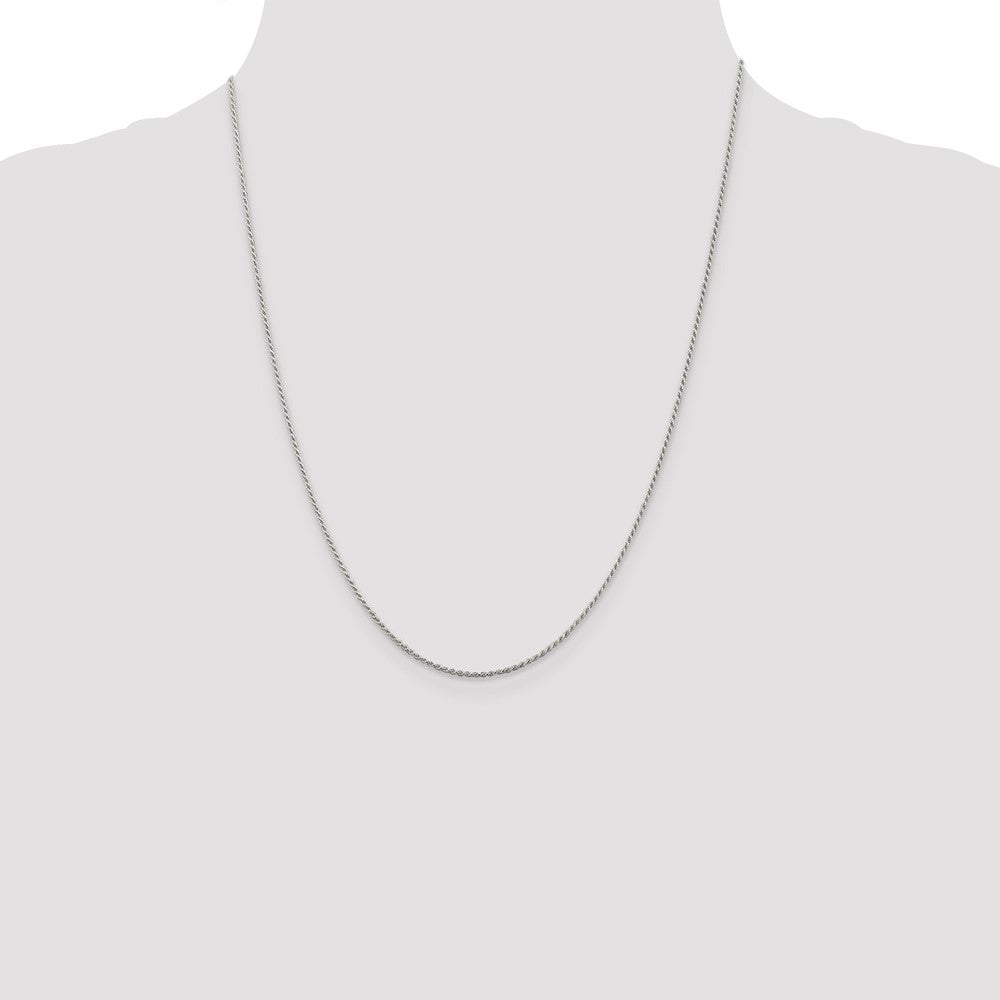 Sterling Silver Rhodium-plated 1.1mm Diamond-cut Rope Chain w/4in ext.