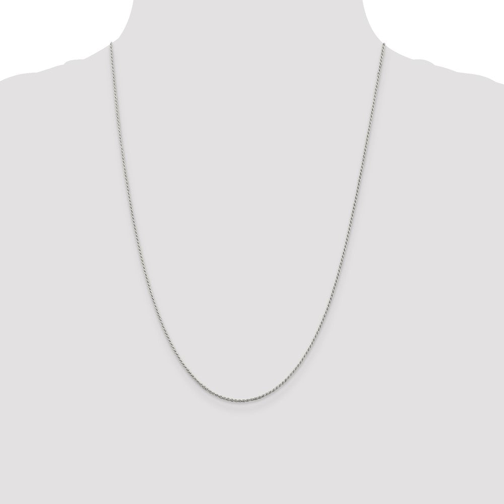 Sterling Silver Rhodium-plated 1.1mm Diamond-cut Rope Chain