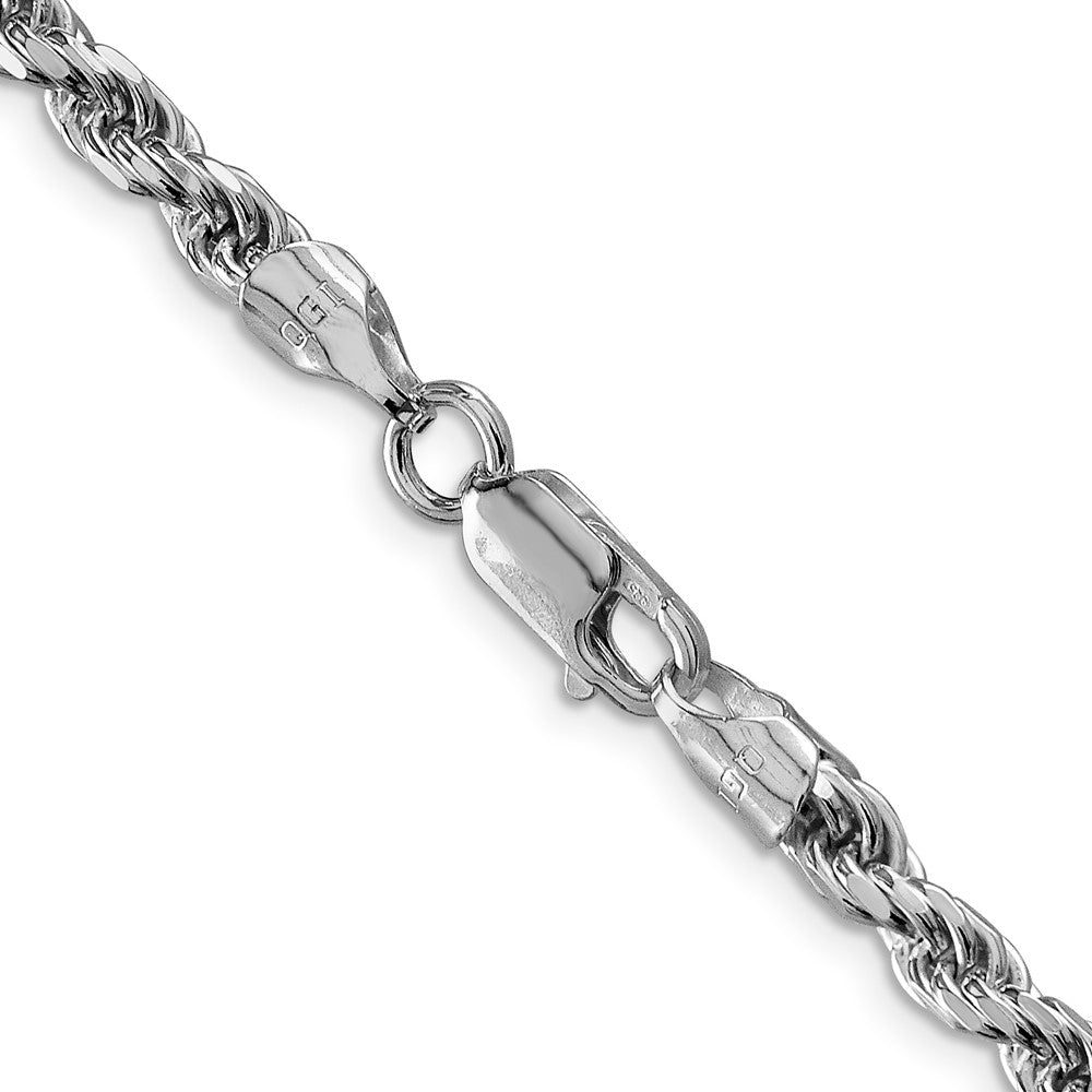 Sterling Silver Rhodium-plated 4.6mm Diamond-cut Rope Chain
