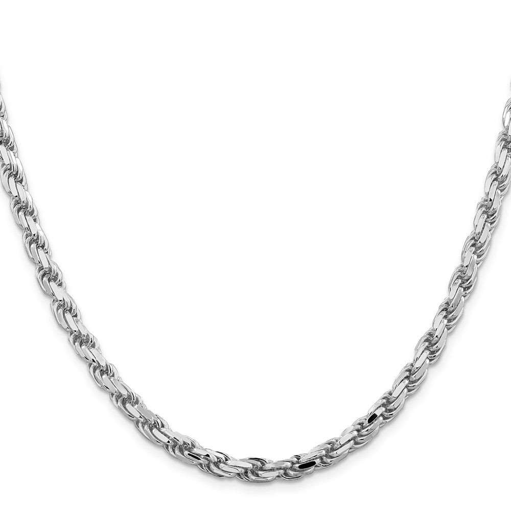 Sterling Silver Rhodium-plated 5.75mm Diamond-cut Rope Chain