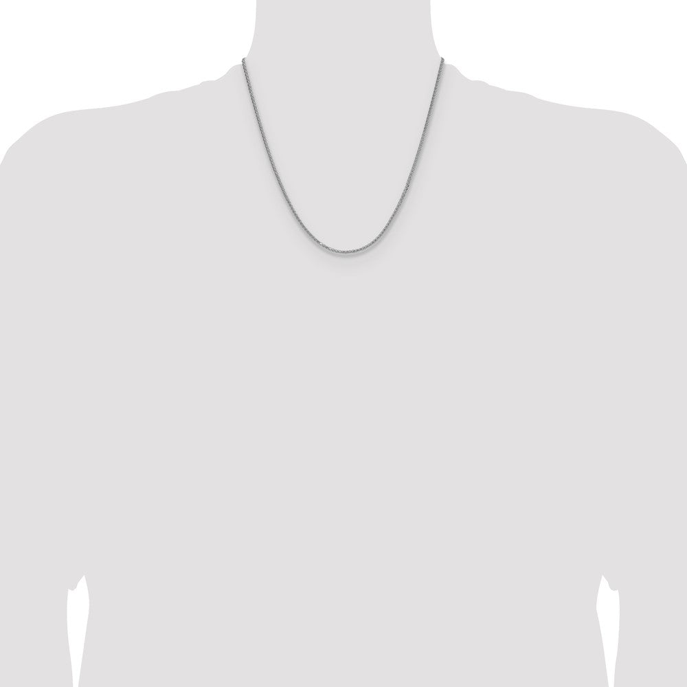 Sterling Silver Rhodium-plated 2.0mm 8 Sided D/C Double Spiga Chain