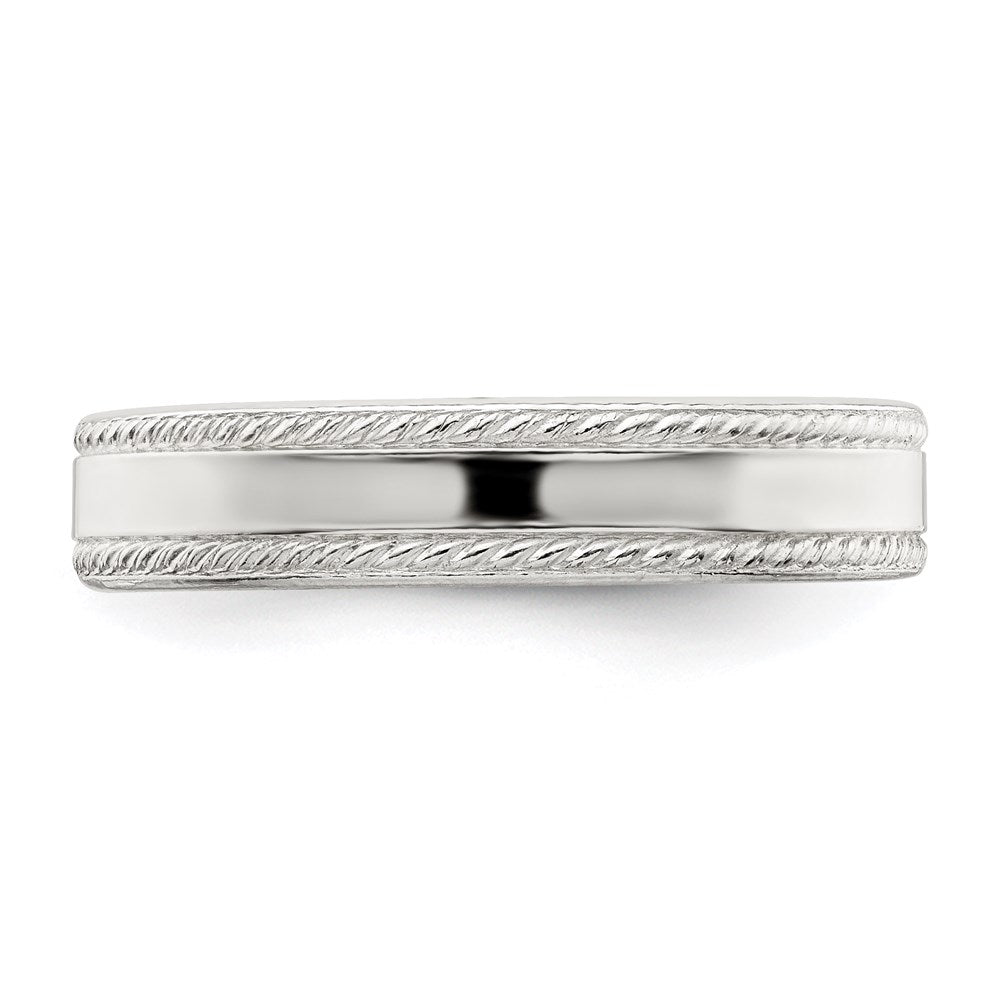 Sterling Silver 4mm Flat with Rope Edge Size 8 Band