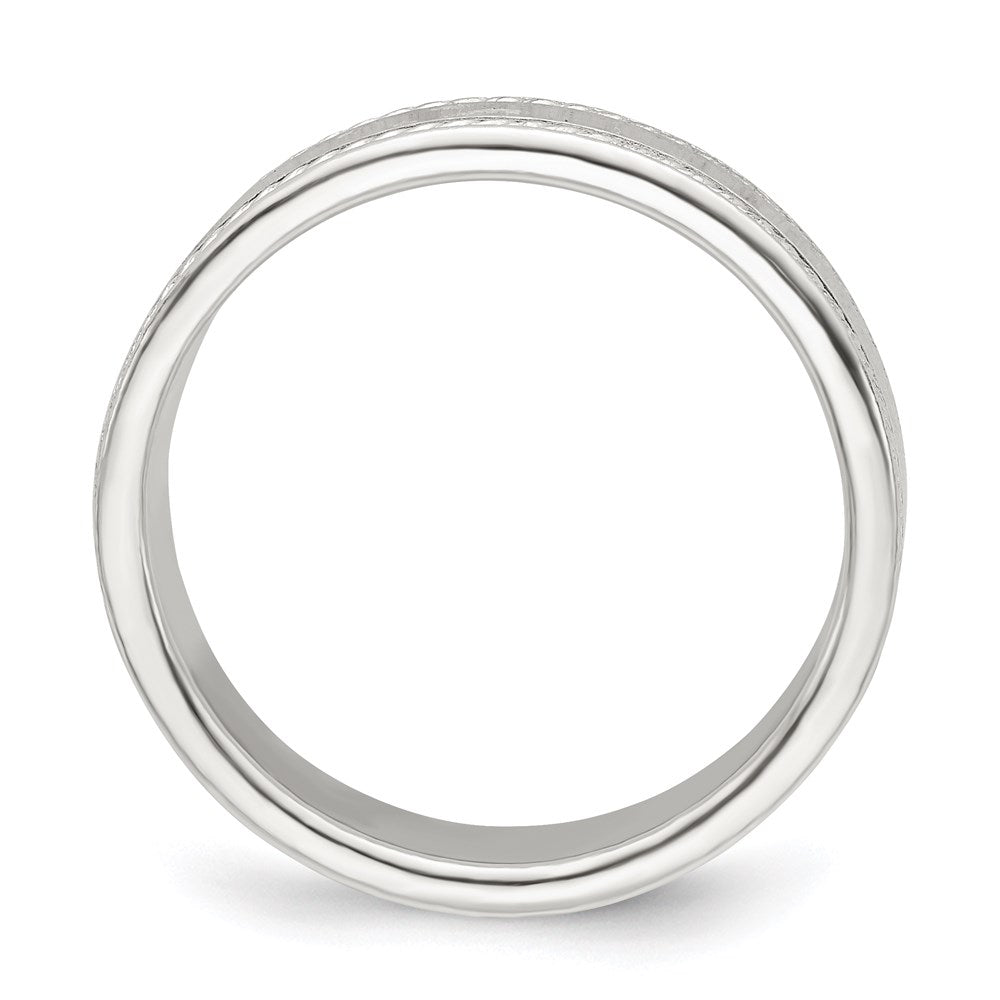 Sterling Silver 5mm Flat with Rope Edge Size 5 Band