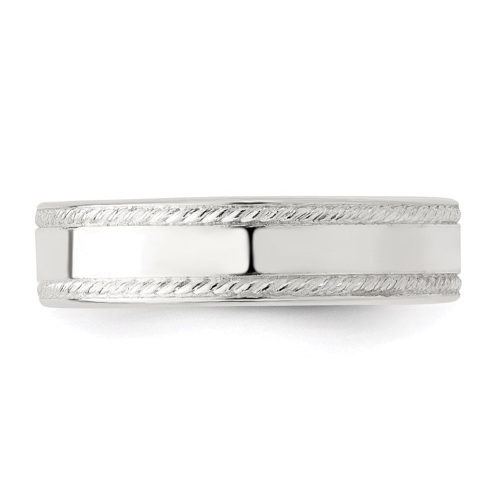 Sterling Silver 5mm Flat with Rope Edge Size 7 Band
