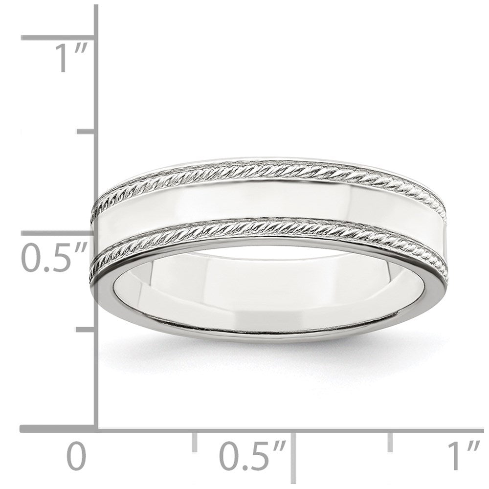 Sterling Silver 5mm Flat with Rope Edge Size 9 Band