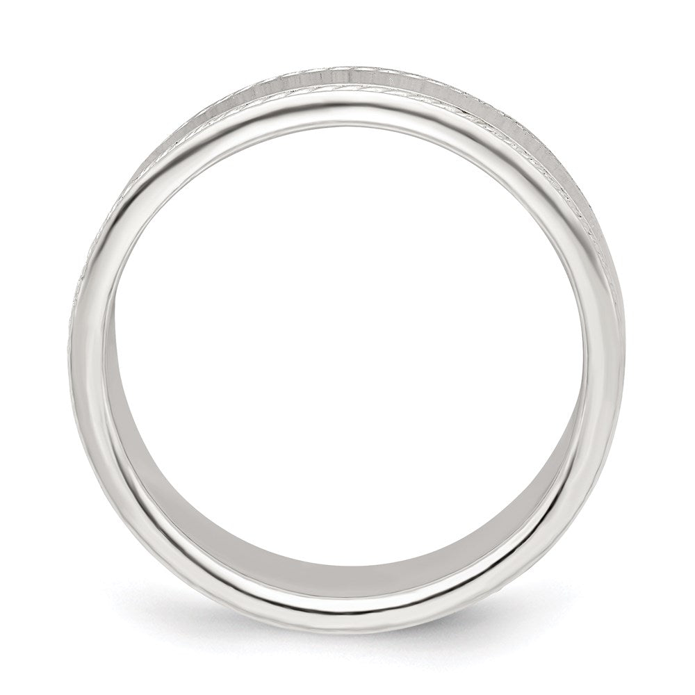 Sterling Silver 6mm Flat with Rope Edge Size 12 Band