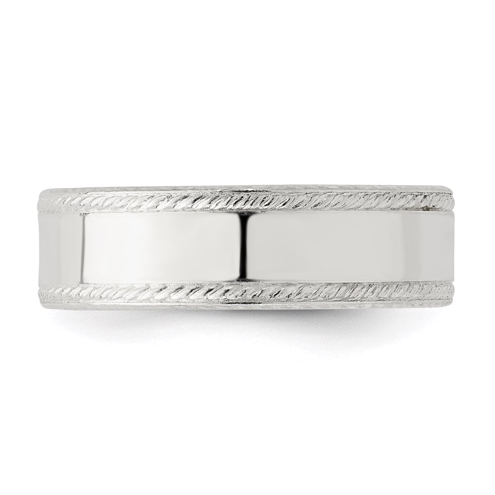 Sterling Silver 6mm Flat with Rope Edge Size 11 Band