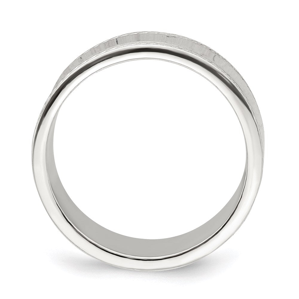 Sterling Silver 7mm Flat with Rope Edge Size 8 Band