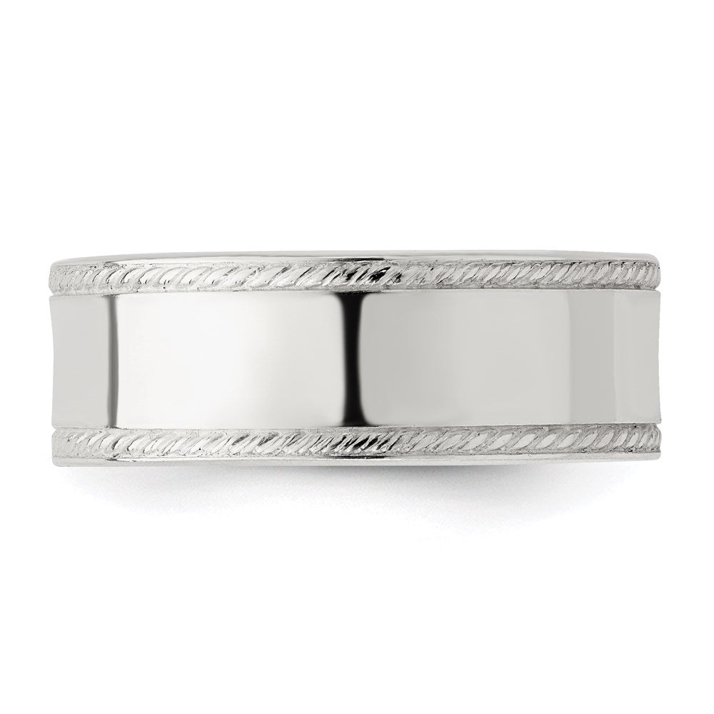 Sterling Silver 7mm Flat with Rope Edge Size 10 Band