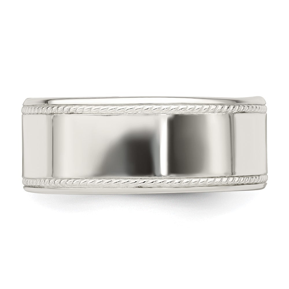 Sterling Silver 9.5mm Flat with Rope Edge Size 7 Band