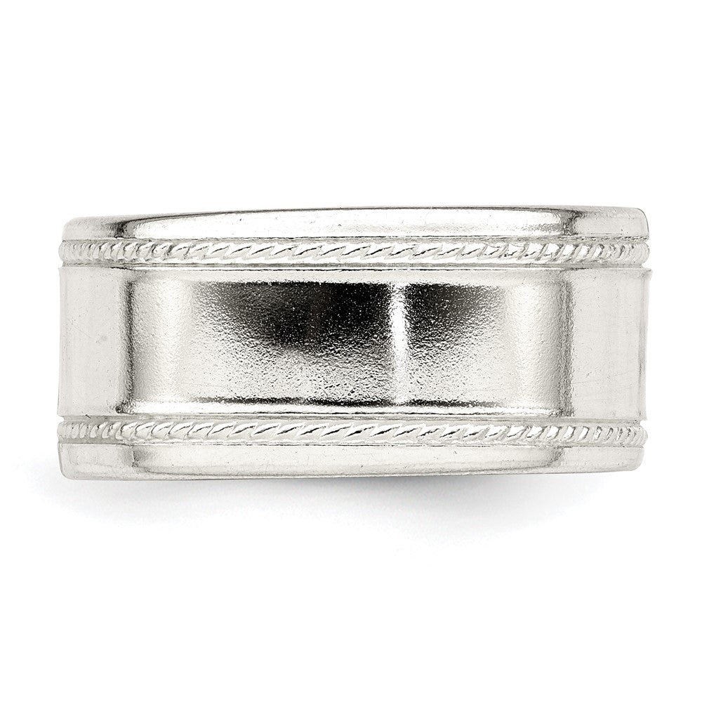 Sterling Silver 9.5mm Flat with Rope Edge Size 12 Band