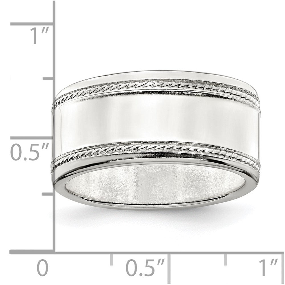 Sterling Silver 9.5mm Flat with Rope Edge Size 12 Band
