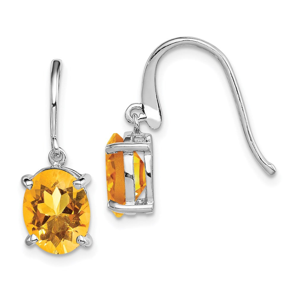 Polished;Genuine;Sterling silver;Citrine;Shepherd hook;Dangle