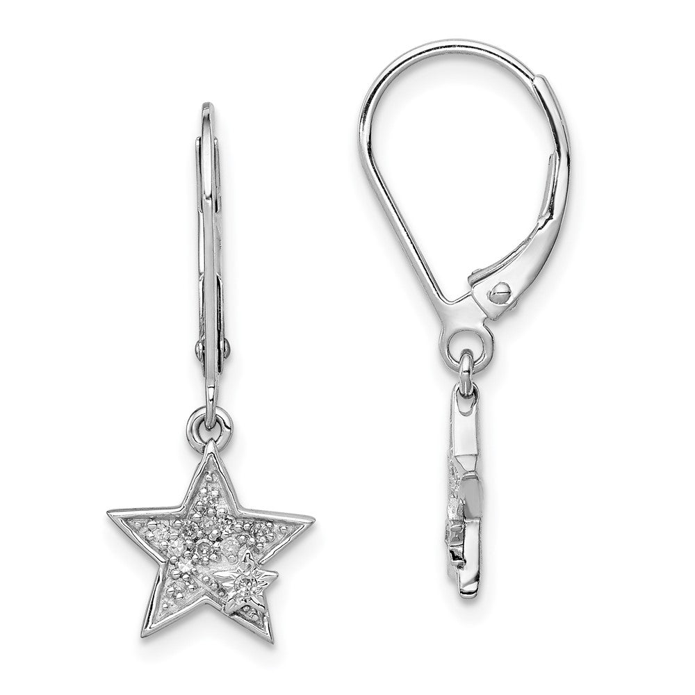 Polished;Post;Sterling silver;Diamond;Dangle;Rhodium-plated