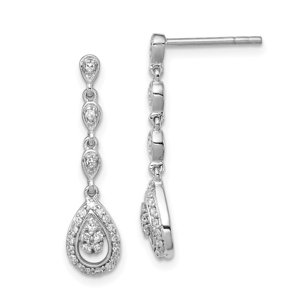 Polished;Post;Sterling silver;Diamond;Dangle;Rhodium-plated