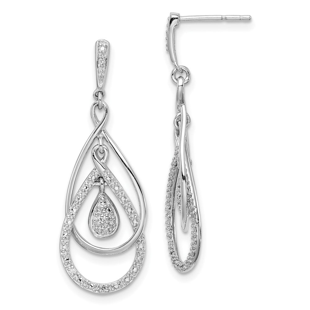 Polished;Post;Sterling silver;Diamond;Dangle;Rhodium-plated