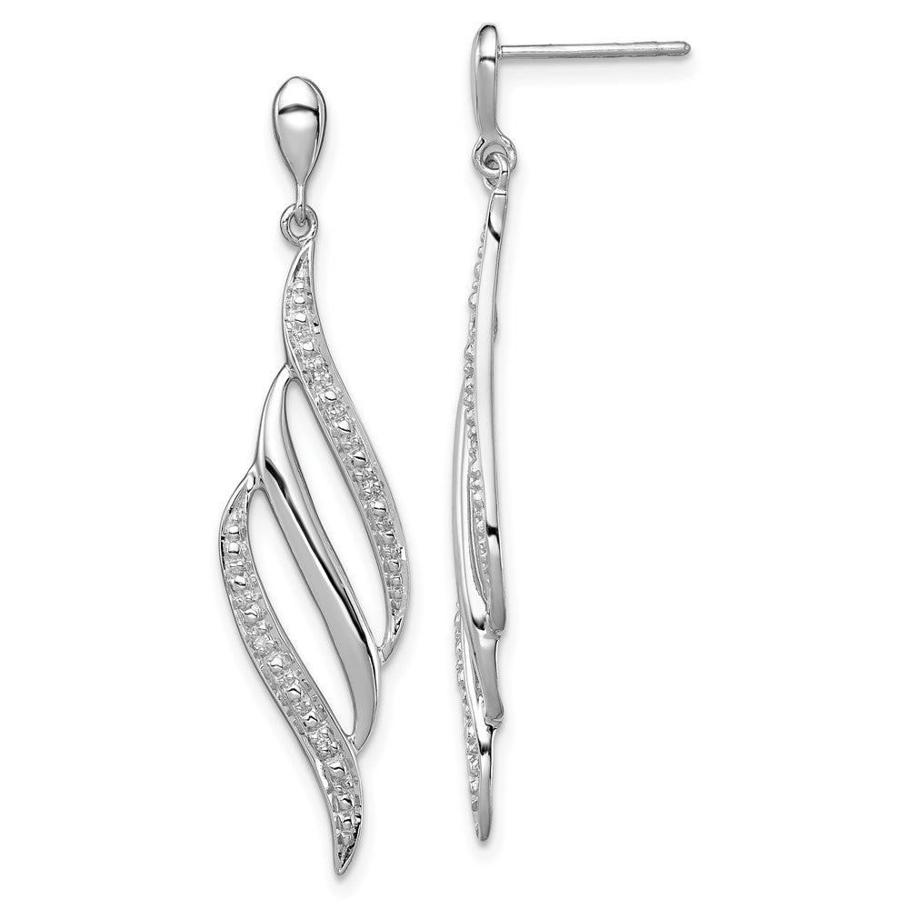 Polished;Post;Sterling silver;Diamond;Dangle;Rhodium-plated