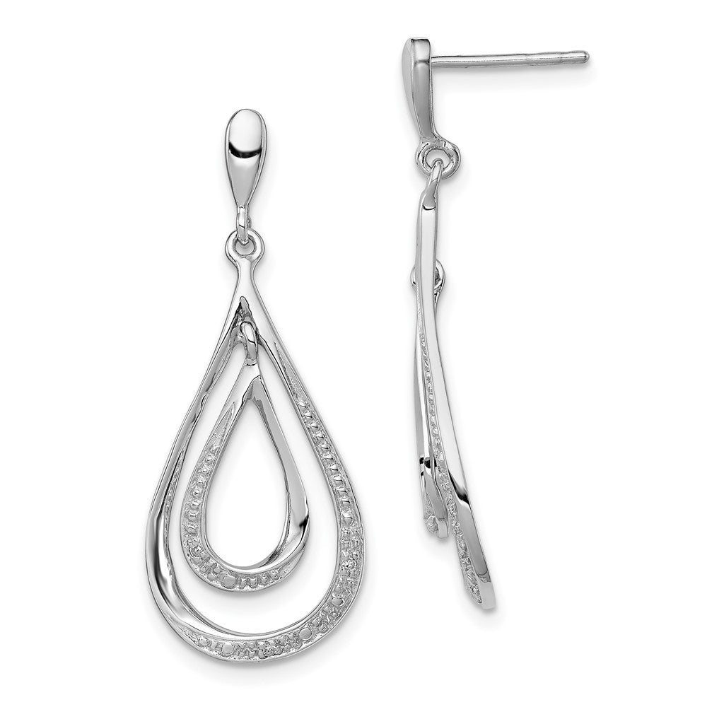 Polished;Post;Sterling silver;Diamond;Dangle;Rhodium-plated