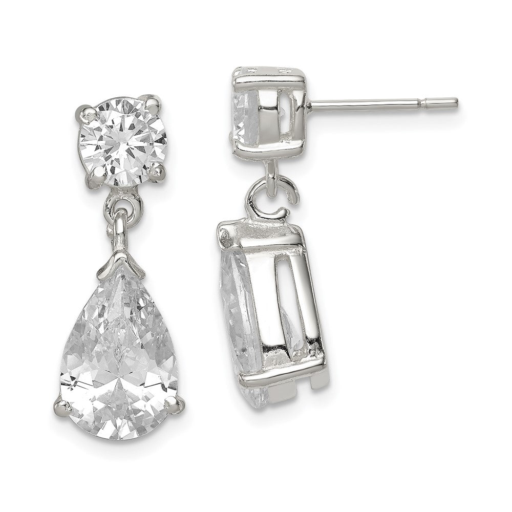 Polished;Post;Sterling silver;CZ