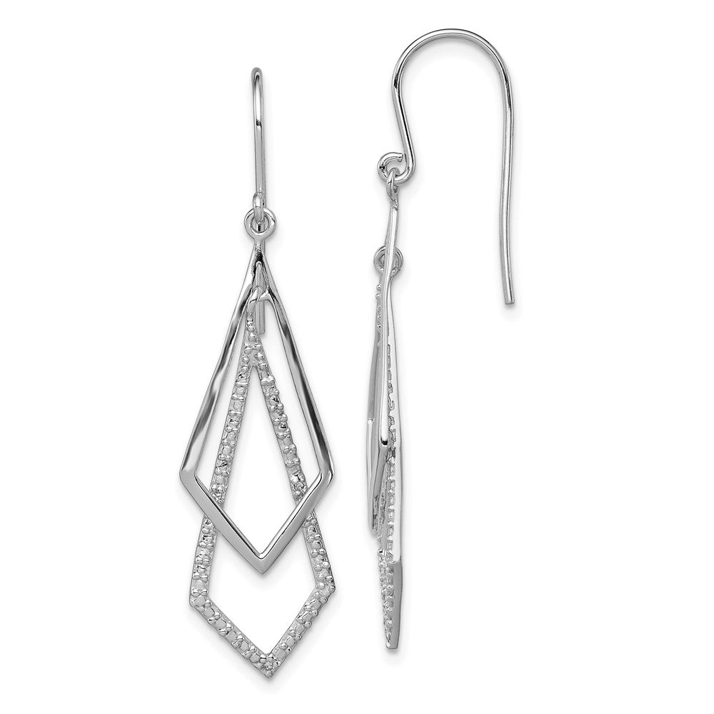 Polished;Sterling silver;Diamond;Shepherd hook;Dangle;Rhodium-plated