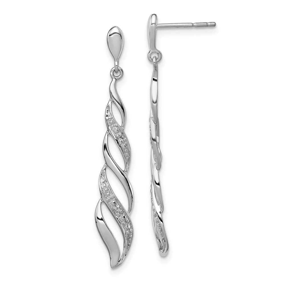 Polished;Post;Sterling silver;Diamond;Dangle;Rhodium-plated