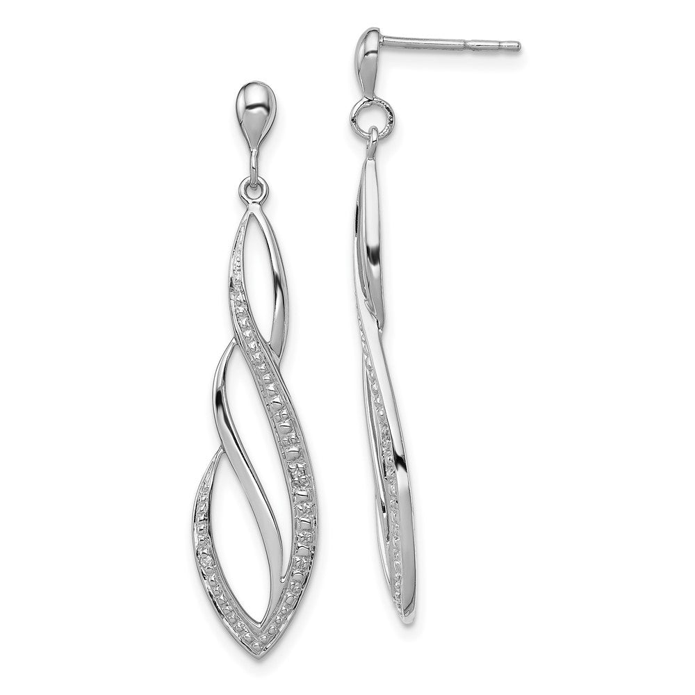 Polished;Post;Sterling silver;Diamond;Dangle;Rhodium-plated