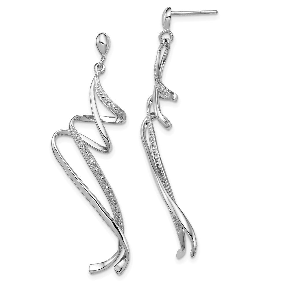 Polished;Post;Sterling silver;Diamond;Dangle;Rhodium-plated