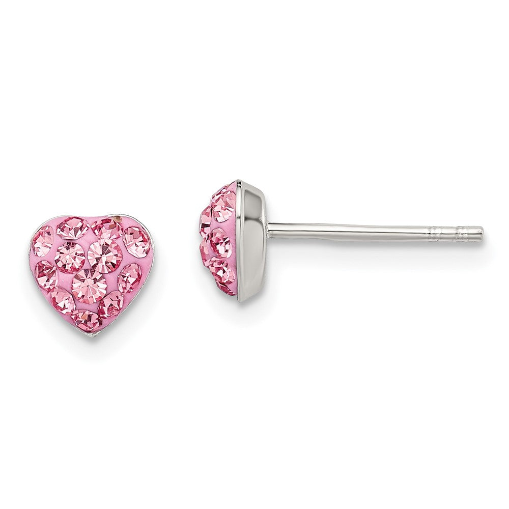Polished;Post;Sterling silver;Pink;Preciosa crystal