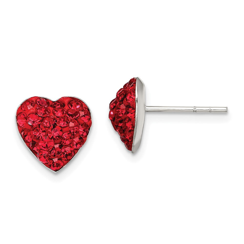 Polished;Post;Sterling silver;Red;Preciosa crystal